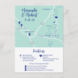 Cartão De Informações Mapa de Casamento Personalizado