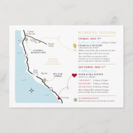 Cartão De Informações Mapa do Casamento Personalizado: BIG SUR Californi