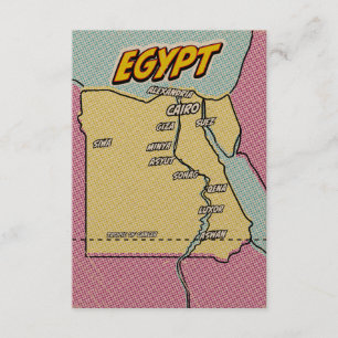 Cartão De Informações Mapa ilustrado do Egito em Pop Art