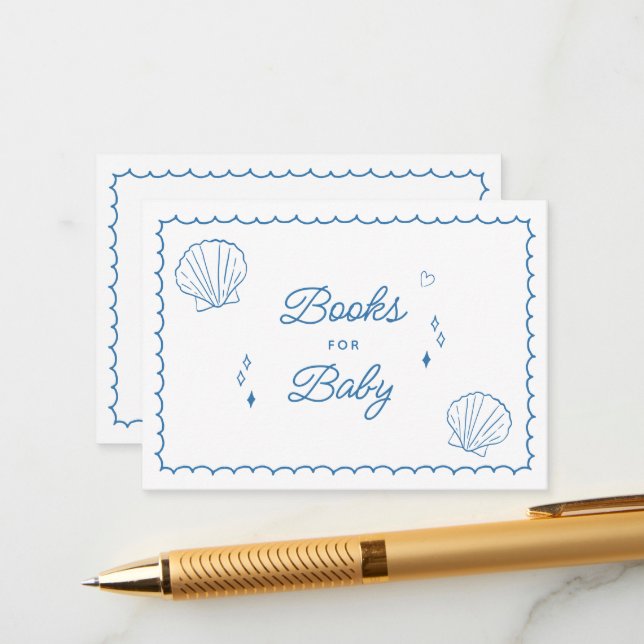 Cartão De Informações Mar Você Em Breve Desenha Livros De Chá de fraldas (Frente/Verso In Situ)