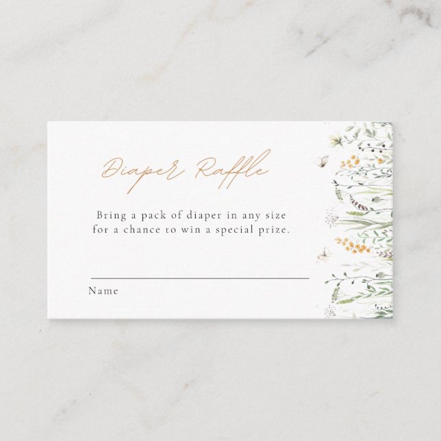 Cartão De Informações Maravilhas Fralda Raffle (Frente)