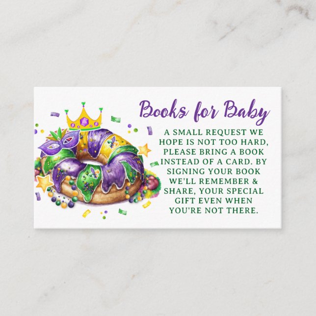 Cartão De Informações Mardi Gras Books for Baby Request (Frente)