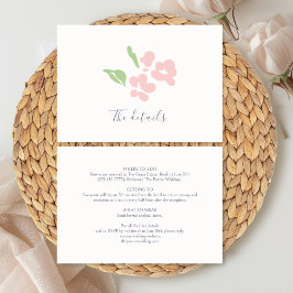 Cartão De Informações Marfim | Detalhes de Casamento Floral em Aquarela