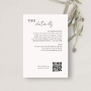 Cartão De Informações Marfim   Detalhes do Casamento Minimalista do Códi