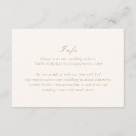 Cartão De Informações Marfim limpo e casamento elegante Dourado