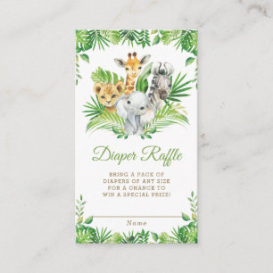 Cartão De Informações Margarida Safari Greenery Fralda Raffle