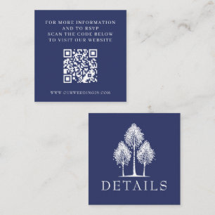 Cartão De Informações Marinho Azul Aspen Árvore Casamento QR