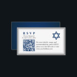 Cartão De Informações Marinho Azul Bar Mitzvah QR Code RSVP Orçamento<br><div class="desc">Marinho Azul Bar Mitzvah QR Code RSVP Orçamento Enclosure Card</div>