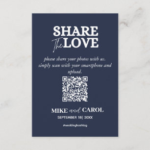 Cartão De Informações Marinho Azul Compartilha A Foto De Amor Casamento