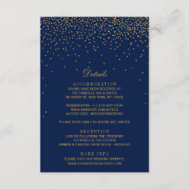Cartão De Informações Marinho Blue & Glam Dourado Casamento Confetti