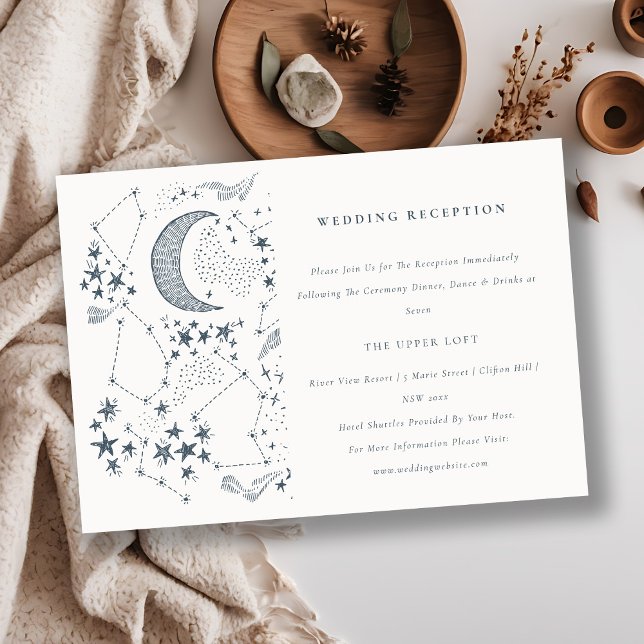 Cartão De Informações Marinho Celestial Starry Night Moon Recepção de ca (Criador carregado)
