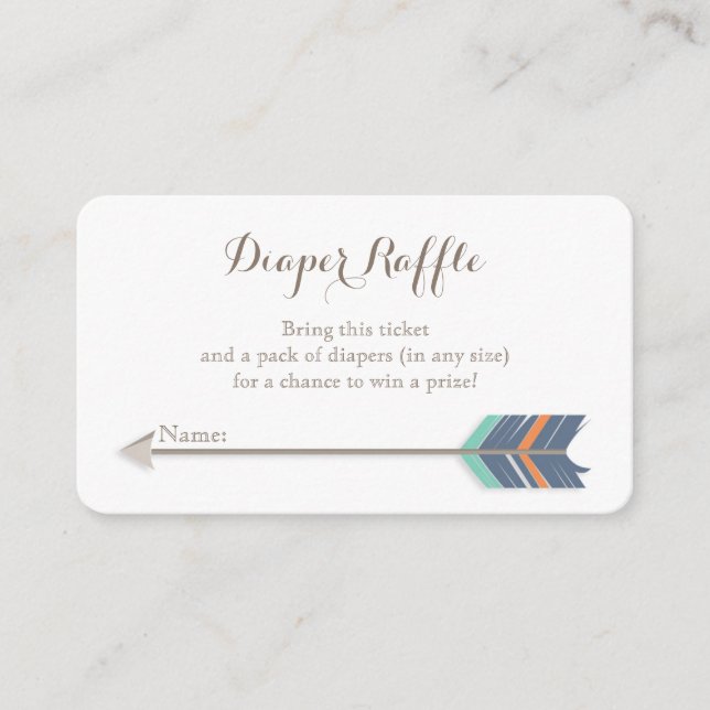 Cartão De Informações Marinho de Bilhete Raffle Fralda Boho Laranja (Frente)