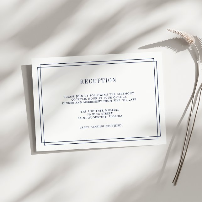 Cartão De Informações Marinho do eterno e placa de recepção branca (Criador carregado)