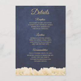 Cartão De Informações Marinho Dourado Rústico Charme Detalhes Florais de