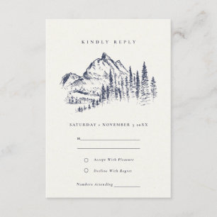 Cartão De Informações Marinho Pine Woods Mountain Sketch Wedch RSVP