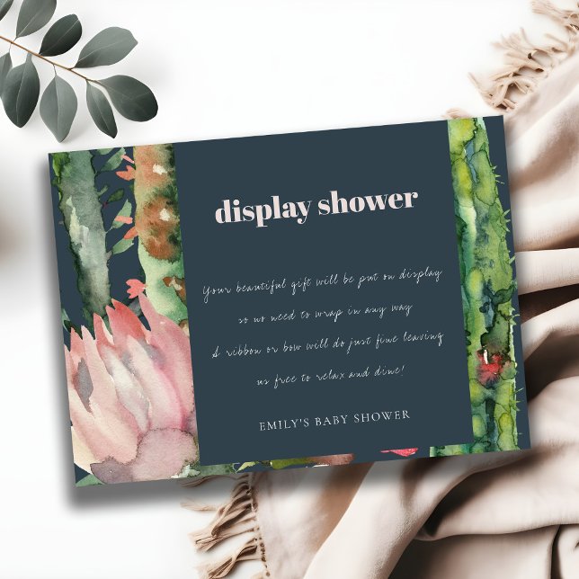 CARTÃO DE INFORMAÇÕES MARINHO PINK FLORAL DESERT CACTI EXIBIR CHÁ DE FRA (Criador carregado)