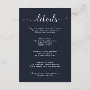 Cartão De Informações Marinho Simples Caligrafia Moderna Invólucro C