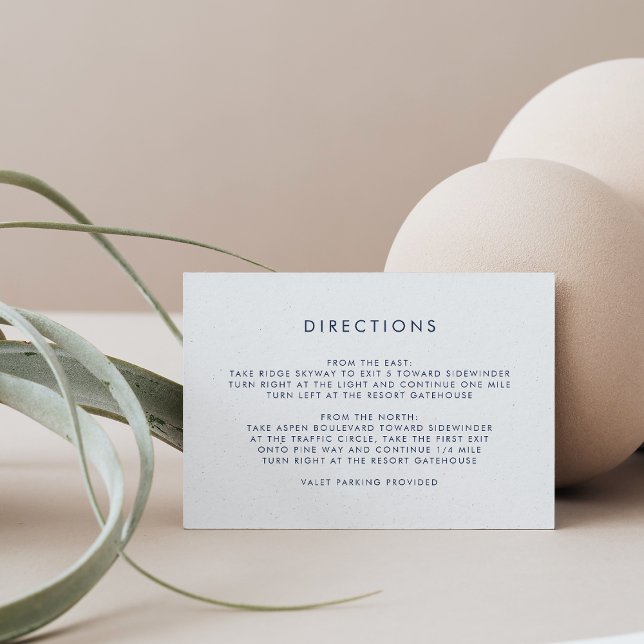 Cartão De Informações Marinho simples e direções brancas (Criador carregado)