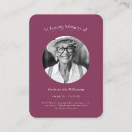 Cartão De Informações Maroon Elegant Psalm 23 Lembrança Funeral