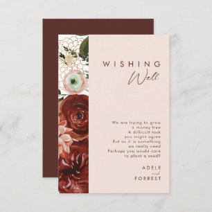 Cartão De Informações Marsala Autumn Floral Blush Weding Wishing well