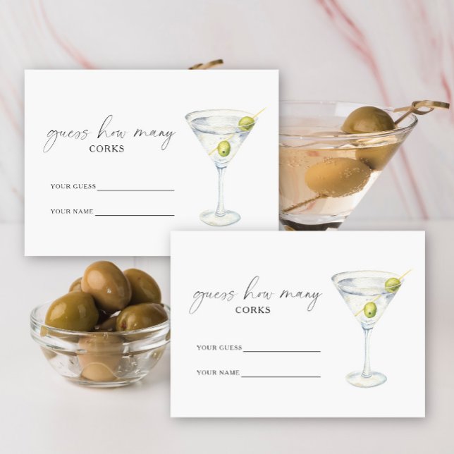 Cartão De Informações Martini & Matrimony Quantas rolhas jogo de casamen (Criador carregado)