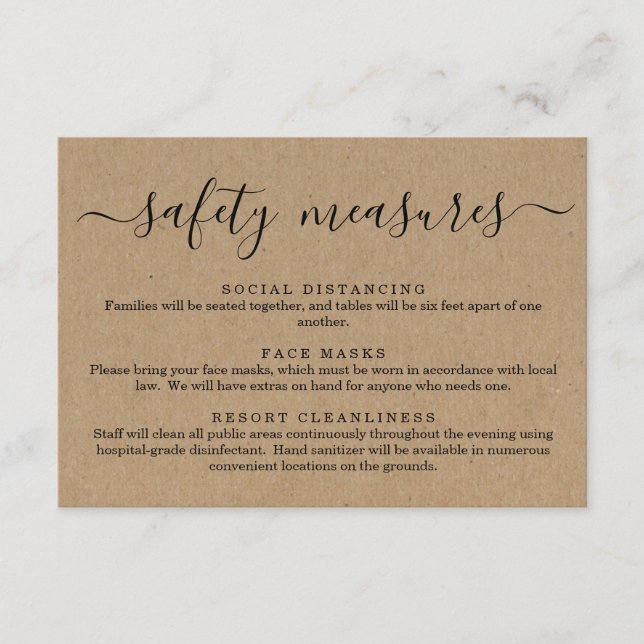 Cartão De Informações Máscara de Segurança Covid 19 Informações de Dista (Frente)