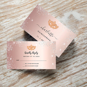 Cartão De Informações Mascarada de prata de ouro de rosa de aniversário 