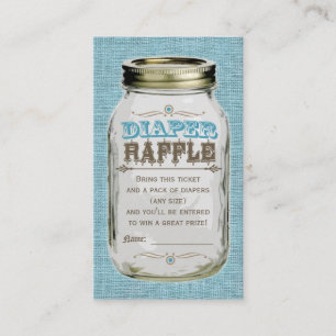 Cartão De Informações Mason Jar Baby Boy Blue Fralda Raffle Ticket