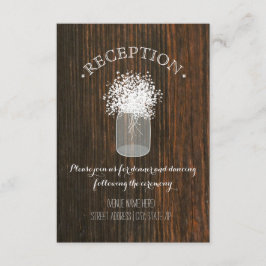 Cartão De Informações Mason Jar of Baby's Breath Wood Inspirou Recepção