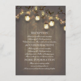 Cartão De Informações Mason Jars Lights Rustic Country WedDetails