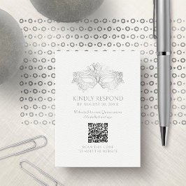 Cartão De Informações Masquerade Mask Quinceanera QR RSVP
