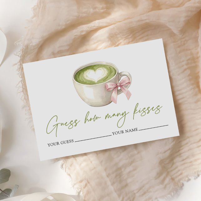 Cartão De Informações Matcha Latte How Many Kisses Bridal Game (Criador carregado)
