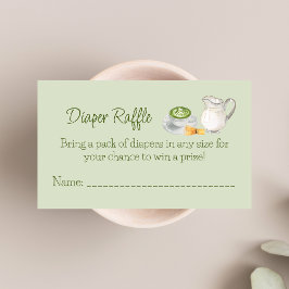 Cartão De Informações Matcha Themed Fralda Raffle Chá de fraldas