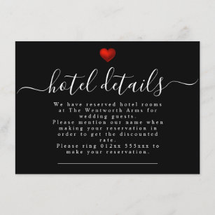 Cartão De Informações Material de Casamento de Coração Vermelho Simples 