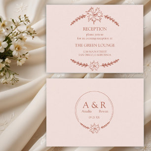 Cartão De Informações Meadow Flowers Misty Rosa Recepção de casamento