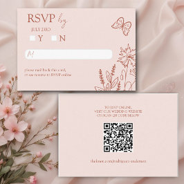 Cartão De Informações Meadow Flowers Misty Rosa Wedding RSVP