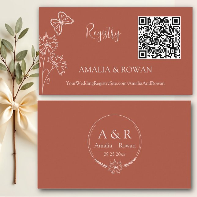 Cartão De Informações Meadow Flowers Terracotta WedRegistry (Criador carregado)