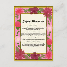 Cartão De Informações Medidas de Segurança Botânica Floral Rosa-Chic