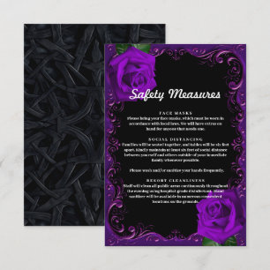 Cartão De Informações Medidas de Segurança das Rosas Roxas Elegantes Gót