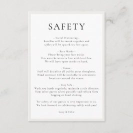 Cartão De Informações Medidas de segurança | Diretrizes de Covid Casamen