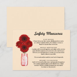 Cartão De Informações Medidas de Segurança do Pote de Pedra Red Flowers