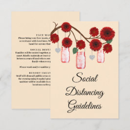 Cartão De Informações Medidas de Segurança do Pote de Pedra Red Flowers