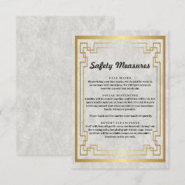 Cartão De Informações Medidas de Segurança em Mármore Geométrico Dourado