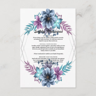 Cartão De Informações Medidas De Segurança Floral De Cor Azul E Púrpur