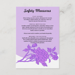 Cartão De Informações Medidas De Segurança Floral De Roxo De Quic