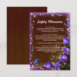 Cartão De Informações Medidas de Segurança Floral Roxo Madeira Escura Rú