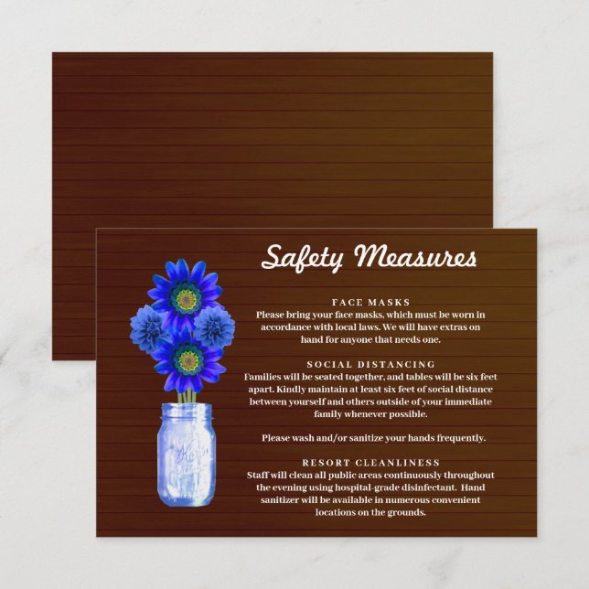 Cartão De Informações Medidas de Segurança para Jarra de Pedra com Flore (Frente/Verso)