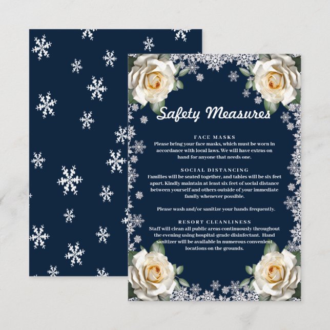 Cartão De Informações Medidas de Segurança para o Natal da Snowflake das (Frente/Verso)