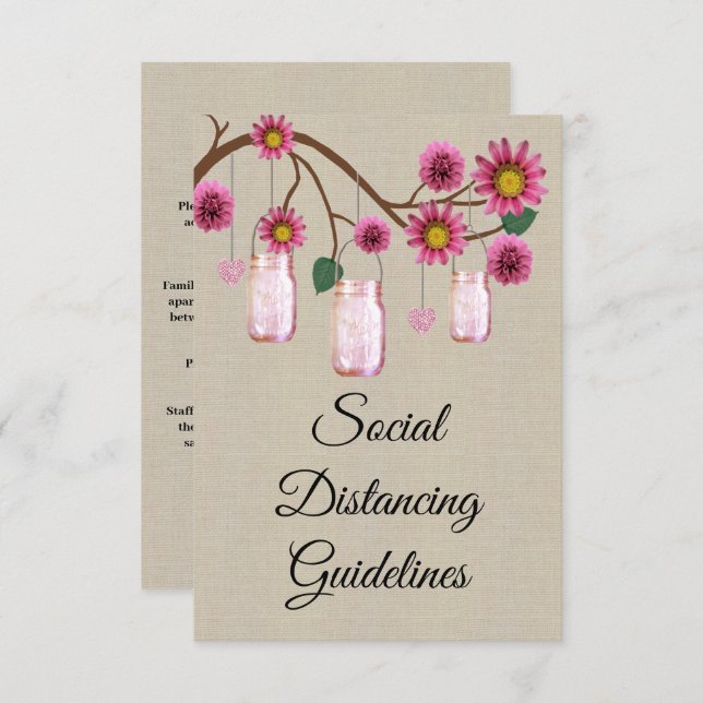 Cartão De Informações Medidas de Segurança para Pote de Pedra com Flores (Frente/Verso)