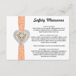 Cartão De Informações Medidas de Segurança Unicórnio Laranja Renda